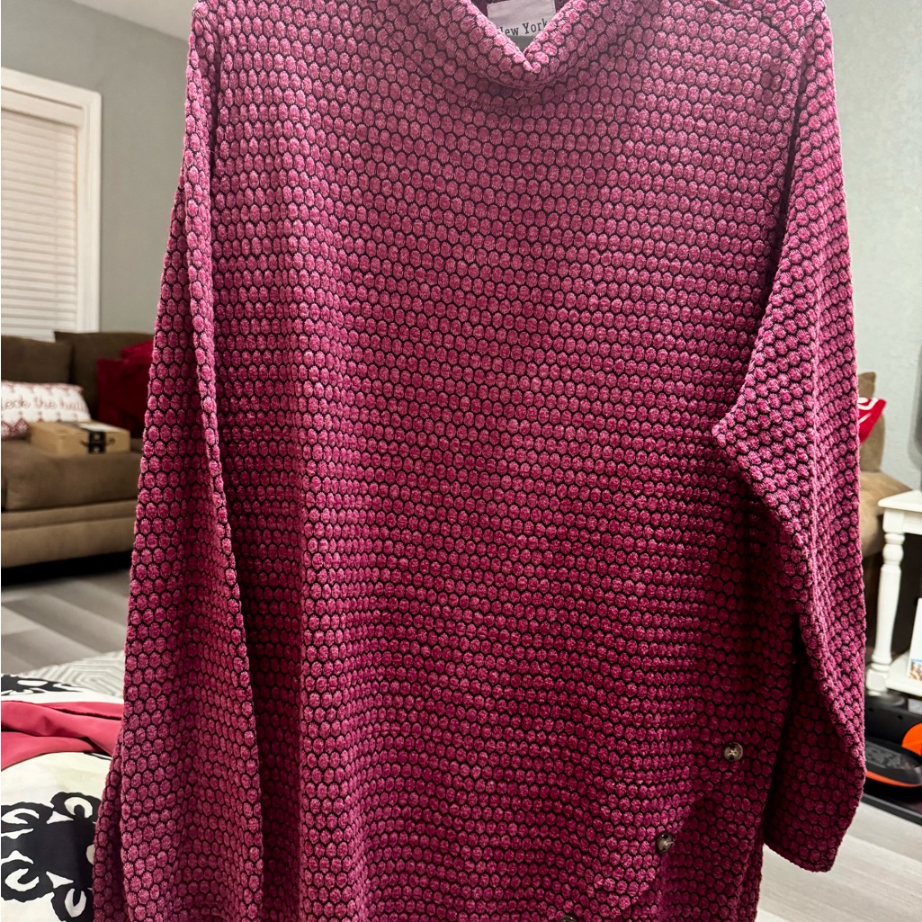 New York Laundry Textured Magenta Cowl Neck Sweater